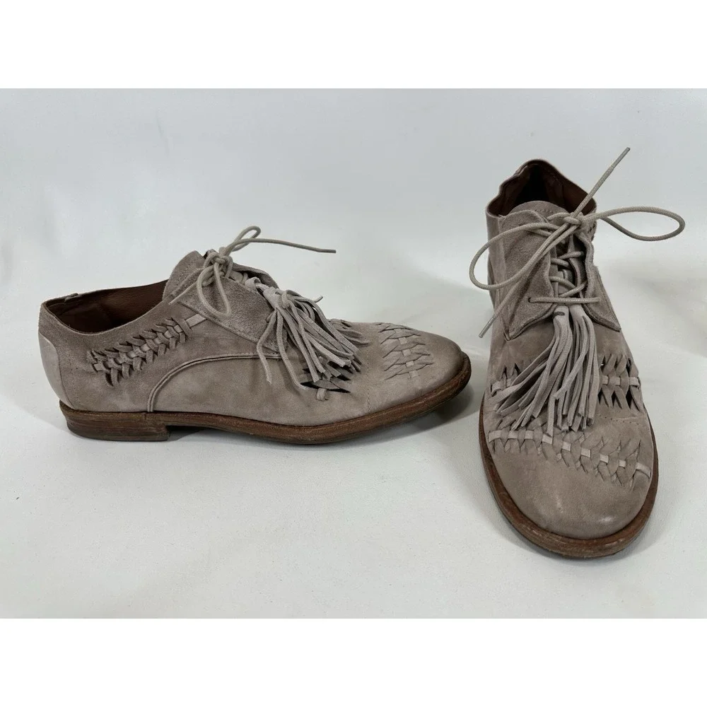 A.S.98 ZURI gray tan leather shoes Size 41 Tassel Lace Up AS 98 - Picture 1 of 10